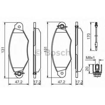 Колодки тормозные дисковые для CITROEN XSARA(N0,N1) / NISSAN KUBISTAR(X76,X80) / RENAULT KANGOO Express(FC0/1#), KANGOO(KC0/1#) <b>BOSCH 0 986 424 455</b>
