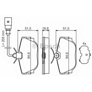 Колодки тормозные дисковые для VW TRANSPORTER(70XA, 70XB, 70XC, 70XD, 7DB, 7DK, 7DW) <b>BOSCH 0 986 494 051</b>