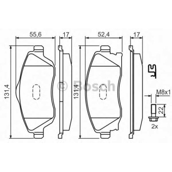 Колодки тормозные дисковые для OPEL COMBO, CORSA(F08,F68,W5L), MERIVA, TIGRA TwinTop <b>BOSCH 0 986 424 527</b>