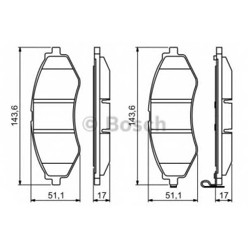 Колодки тормозные дисковые для CHEVROLET AVEO, LACETTI, NUBIRA, OPTRA, REZZO / DAEWOO LACETTI, NUBIRA, REZZO <b>BOSCH 0 986 494 343</b>