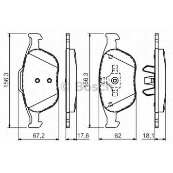 Колодки тормозные дисковые для FORD FIESTA(JD#,JH#), FOCUS(DAW,DBW,DNW), TOURNEO CONNECT, TRANSIT CONNECT(P65#,P70#,P80#) <b>BOSCH 0 986 424 701</b>