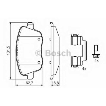 Колодки тормозные дисковые для SKODA FABIA(6Y2,6Y3,6Y5), ROOMSTER(5J) / VW POLO(6C,6KV2,6R,9A4,9N#) <b>BOSCH 0 986 424 829</b>