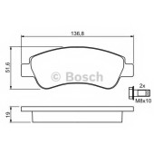 Колодки тормозные дисковые для CITROEN BERLINGO, C-ELYSEE, C2, C3, C4 CACTUS, C4, DS3, XSARA / PEUGEOT 1007, 2008, 206, 207, 208, 301, 307, PARTNER <b>BOSCH 0 986 494 027</b>