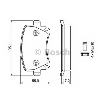 Колодки тормозные дисковые для AUDI A3, TT / SKODA SUPERB / VW DERBY, EOS, GOLF, SCIROCCO <b>BOSCH 0 986 494 062</b>
