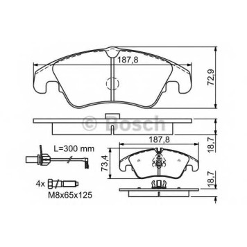 Колодки тормозные дисковые для AUDI A6(4G2, 4G5, 4GC, 4GD, 4GH, 4GJ, C7), A7(4GA, 4GF) <b>BOSCH 0 986 494 201</b>