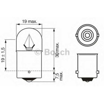 Лампа накаливания R10W 24В 10Вт BOSCH 1 987 302 505