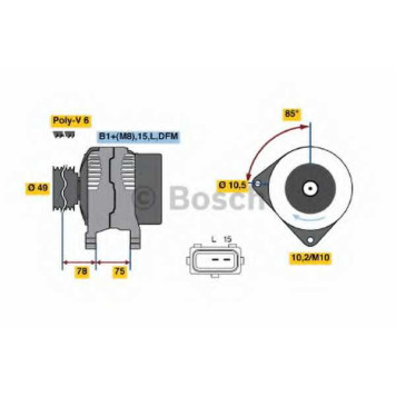 Генератор 120А для BMW 3(E46,E90), 5(E39), 7(E38), X5(E53), Z3(E36) <b>BOSCH 0 986 041 810</b>