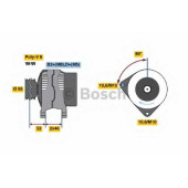 Генератор 150А для CITROEN BERLINGO, EVASION, JUMPY, XANTIA, XSARA / FIAT SCUDO, ULYSSE / LANCIA ZETA / PEUGEOT 206, 406, 607, 806, BOXER, EXPERT, PARTNER <b>BOSCH 0 986 041 930</b>
