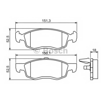 Колодки тормозные дисковые для RENAULT LOGAN EXPRESS, LOGAN(KS#) <b>BOSCH 0 986 494 197</b>
