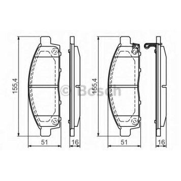 Колодки тормозные дисковые для MITSUBISHI L 200(KA#T,KB#T,KJ#,KK#,KL#), PAJERO(KG#,KH#) <b>BOSCH 0 986 494 268</b>