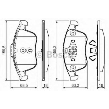 Колодки тормозные дисковые для RENAULT CLIO, LAGUNA(BT0/1,DT0/1,KT0/1), LATITUDE(L70#) <b>BOSCH 0 986 494 381</b>