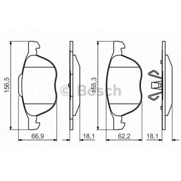 Колодки тормозные дисковые для FORD C-MAX, ECOSPORT, FOCUS, KUGA, TOURNEO CONNECT, TRANSIT CONNECT / MAZDA 3, 5, PREMACY / VOLVO C30, C70, S40, V40, V50 <b>BOSCH 0 986 495 215</b>