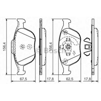 Колодки тормозные дисковые для FORD FIESTA(JD#,JH#), FOCUS(DAW,DBW,DNW), TOURNEO CONNECT, TRANSIT CONNECT(P65#,P70#,P80#) <b>BOSCH 0 986 495 066</b>