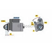 Стартер 0,9кВт для CITROEN BERLINGO, C3, C4, C5, DS3, DS4, DS5 / DS DS 3 / PEUGEOT 207, 208, 3008, 308, 408, 5008, 508, PARTNER, RCZ <b>BOSCH 0 001 106 405</b>