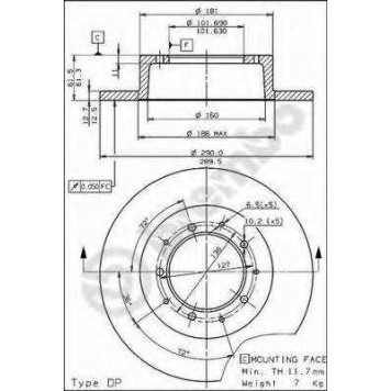 Тормозной диск BREMBO 08.5316.10