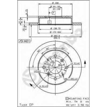 Тормозной диск BREMBO 08.5582.10
