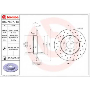 Тормозной диск BREMBO 08.7627.1X