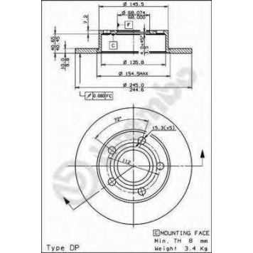 Тормозной диск BREMBO 08.8408.11