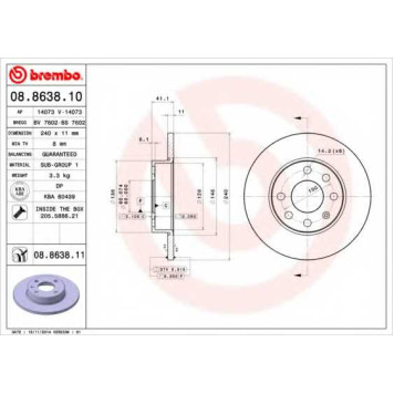 Тормозной диск BREMBO 08.8638.11