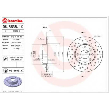 Тормозной диск BREMBO 08.8638.1X