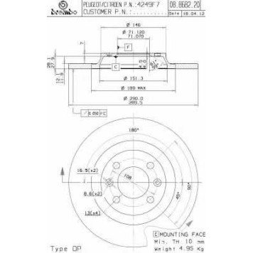 Тормозной диск BREMBO 08.8682.21