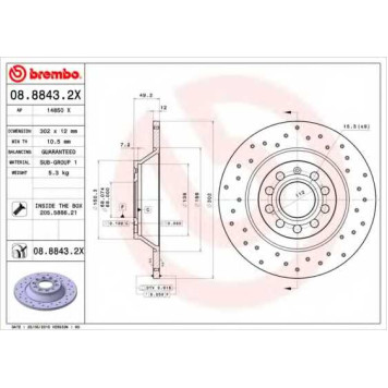 Тормозной диск BREMBO 08.8843.2X