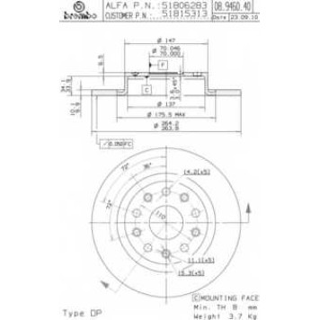 Тормозной диск BREMBO 08.9460.41