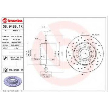 Тормозной диск BREMBO 08.9488.1X