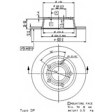 Тормозной диск BREMBO 08.9751.11