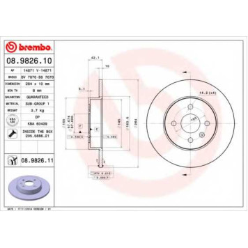 Тормозной диск BREMBO 08.9826.11