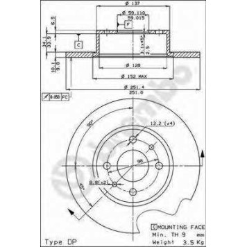 Тормозной диск BREMBO 08.3126.14