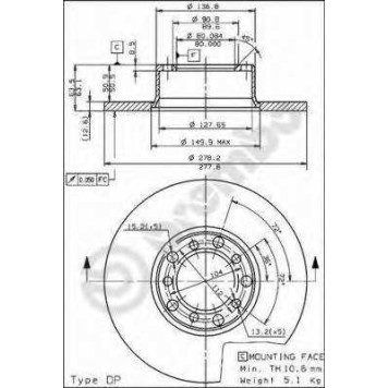 Тормозной диск BREMBO 08.3189.20