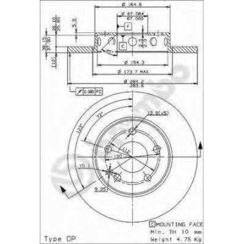 Тормозной диск BREMBO 08.4750.41