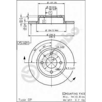 Тормозной диск BREMBO 08.5211.10