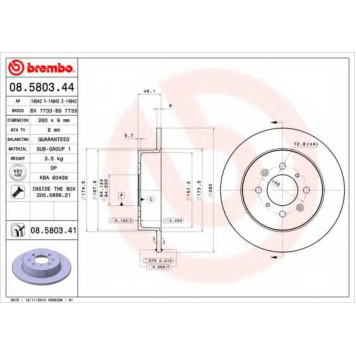 Тормозной диск BREMBO 08.5803.44
