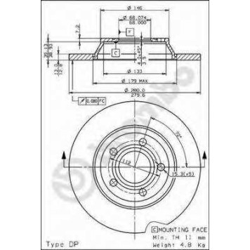 Тормозной диск BREMBO 08.6751.10