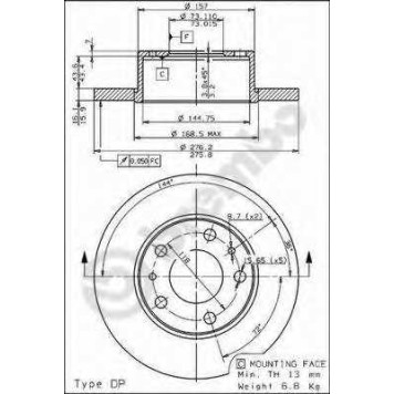 Тормозной диск BREMBO 08.7300.10