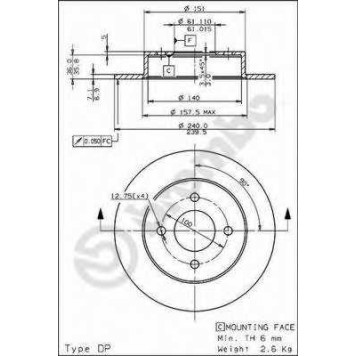 Тормозной диск BREMBO 08.7355.10
