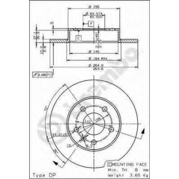 Тормозной диск BREMBO 08.7627.75