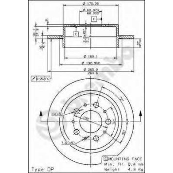Тормозной диск BREMBO 08.7768.10