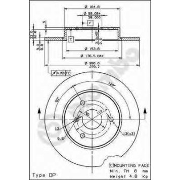 Тормозной диск BREMBO 08.8163.10