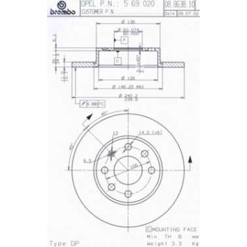 Тормозной диск BREMBO 08.8638.10