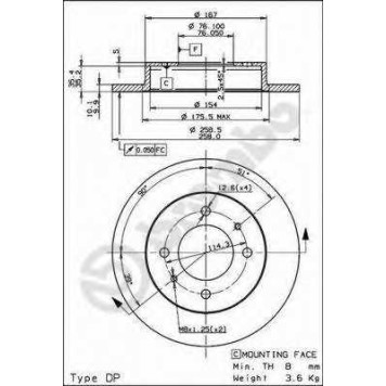 Тормозной диск BREMBO 08.9081.10