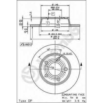 Тормозной диск BREMBO 08.9084.11