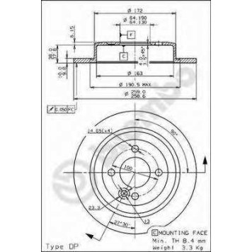 Тормозной диск BREMBO 08.9163.10