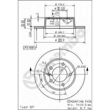 Тормозной диск BREMBO 08.9371.10