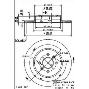 Тормозной диск BREMBO 08.9465.10