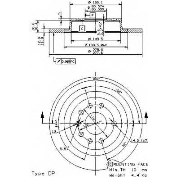 Тормозной диск BREMBO 08.9511.11