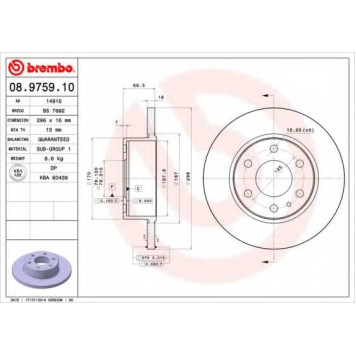 Тормозной диск BREMBO 08.9759.10