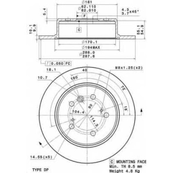Тормозной диск BREMBO 08.A150.11